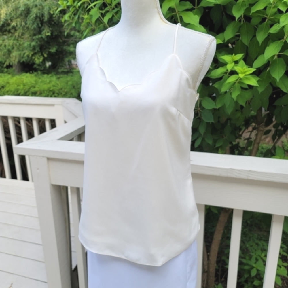 New! J. Crew size 2 Scalloped Cami Top Ivory White Blouse NWT
